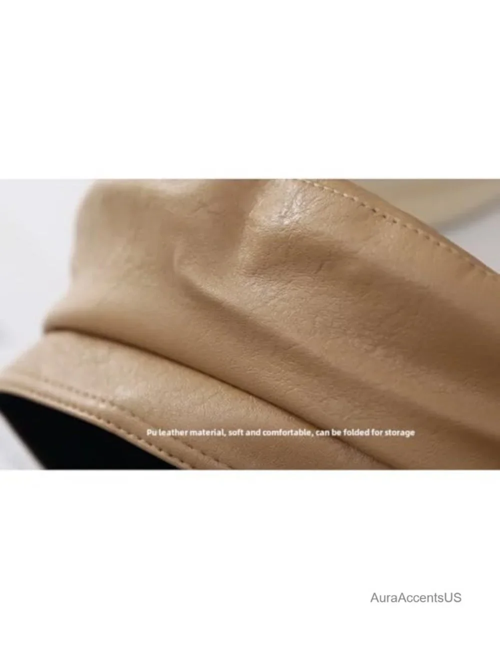 PU Leather Vintage Beret Hat Adjustable Newsboy Cap